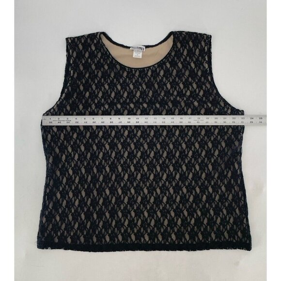 Vtg Western Connection II Plus Size Black Floral Lace Tank Top Shell 3x Runs Sma - Picture 7 of 8